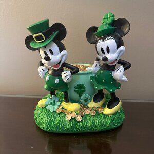 Disney Mickey and Minnie Pot of Gold Figurine St. Patrick's Day Decor NWT